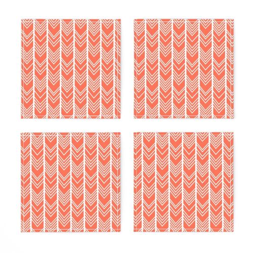 Coral Chevron - coral herringbone