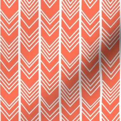 Coral Chevron - coral herringbone