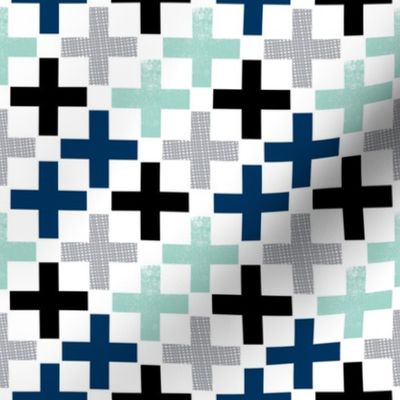 plus sign swiss cross grey mint navy black boys kids nursery babys room nursery baby blanket