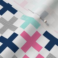 plus swiss cross pink mint grey navy girls baby nursery swiss crosses geo geometric