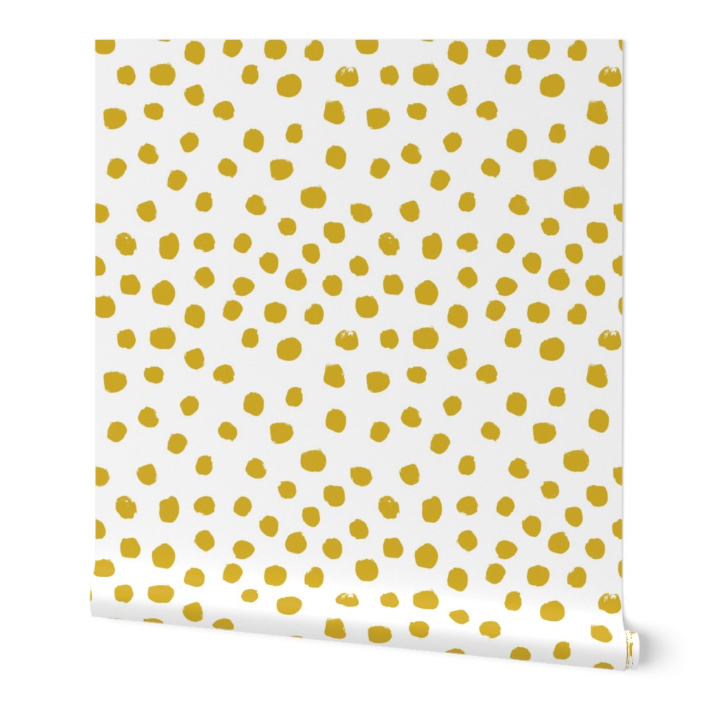 dots mustard  yellow golden nursery baby kids sweet nursery baby yellow bright happy  painted painterly 