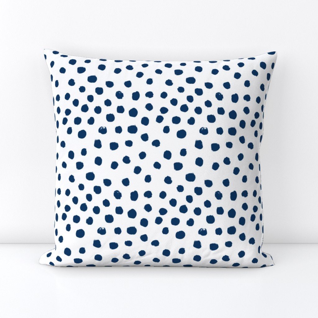 navy dots fabric painted dot spots painterly abstract nursery baby navy blue