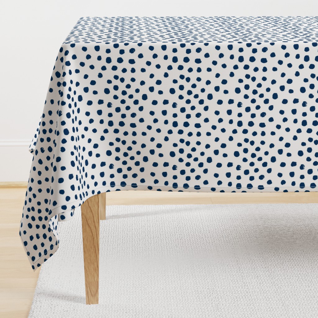 navy dots fabric painted dot spots painterly abstract nursery baby navy blue