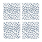 navy dots fabric painted dot spots painterly abstract nursery baby navy blue