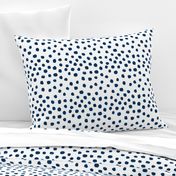 navy dots fabric painted dot spots painterly abstract nursery baby navy blue