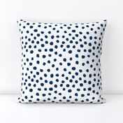 navy dots fabric painted dot spots painterly abstract nursery baby navy blue