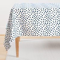 navy dots fabric painted dot spots painterly abstract nursery baby navy blue