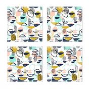 abstract mustard blush mint painterly mark making abstract expression