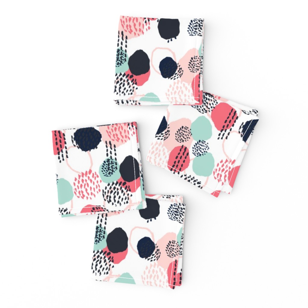 abstract expression dots blush coral mint navy painted painterly kids 