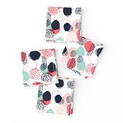 abstract expression dots blush coral mint navy painted painterly kids 