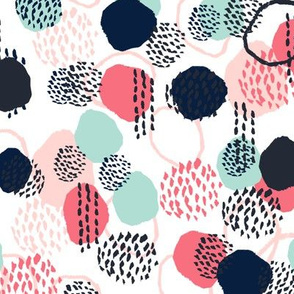 abstract expression dots blush coral mint navy painted painterly kids 