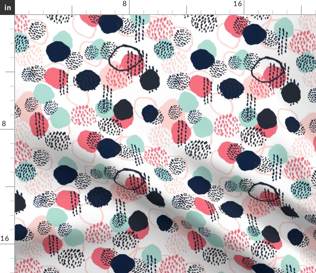 abstract expression dots blush coral mint navy painted painterly kids 