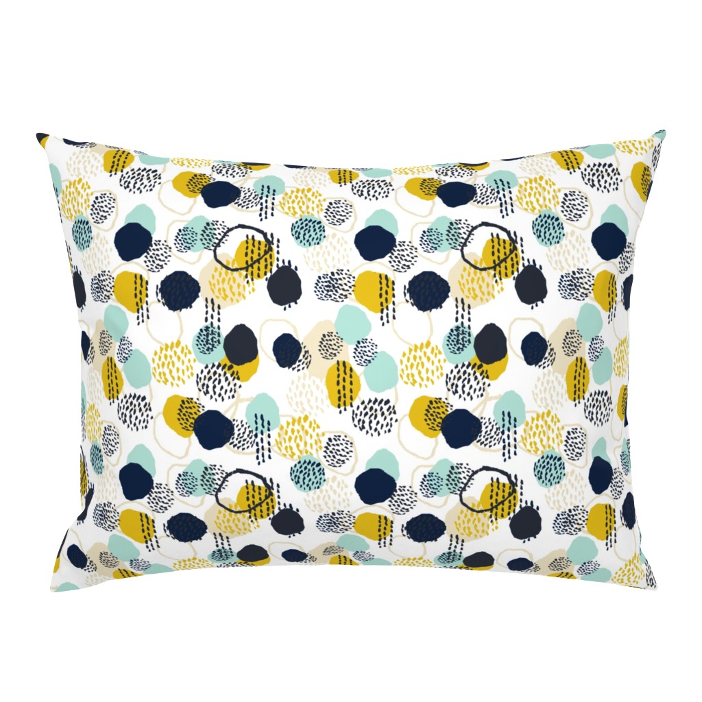 abstract expression mustard  mint navy khaki dots painted painterly abstract baby nursery