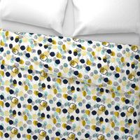 abstract expression mustard  mint navy khaki dots painted painterly abstract baby nursery