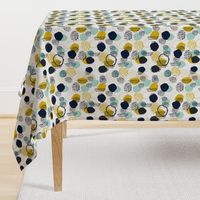 abstract expression mustard  mint navy khaki dots painted painterly abstract baby nursery