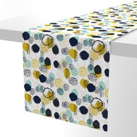 abstract expression mustard  mint navy khaki dots painted painterly abstract baby nursery