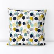 abstract expression mustard  mint navy khaki dots painted painterly abstract baby nursery