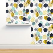 abstract expression mustard  mint navy khaki dots painted painterly abstract baby nursery