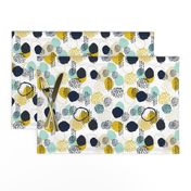 abstract expression mustard  mint navy khaki dots painted painterly abstract baby nursery