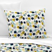 abstract expression mustard  mint navy khaki dots painted painterly abstract baby nursery