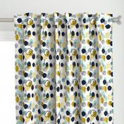 abstract expression mustard  mint navy khaki dots painted painterly abstract baby nursery