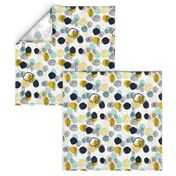 abstract expression mustard  mint navy khaki dots painted painterly abstract baby nursery