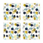 abstract expression mustard  mint navy khaki dots painted painterly abstract baby nursery