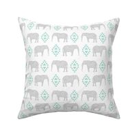 elephant grey mint kids nursery baby aztec geo geometric