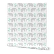 elephant grey mint kids nursery baby aztec geo geometric