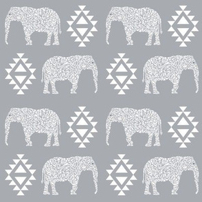 elephant grey aztec geo geometric  kids nursery baby