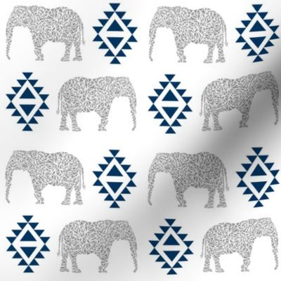 elephant nursery navy blue and grey aztec geo geometric sweet baby girl 