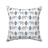 elephant nursery navy blue and grey aztec geo geometric sweet baby girl 