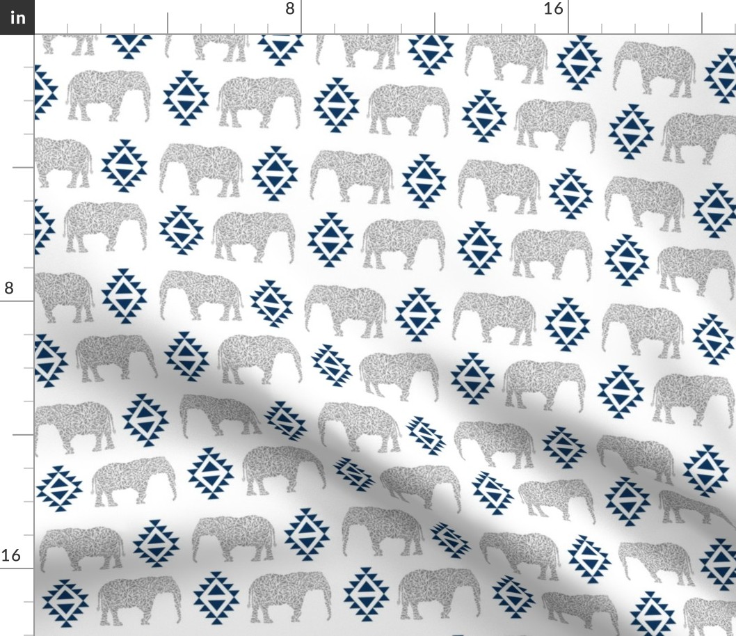 elephant nursery navy blue and grey aztec geo geometric sweet baby girl 