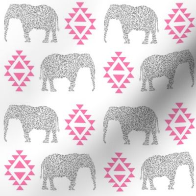 elephant nursery pink aztec geo geometric sweet baby girl 