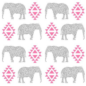 elephant nursery pink aztec geo geometric sweet baby girl 
