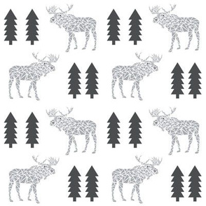 moose grey and charcoal kids baby nursery sweet boys mooses tree forest canada