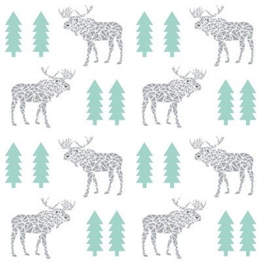 moose grey and mint trees nursery baby moose geo geometric animal kids baby