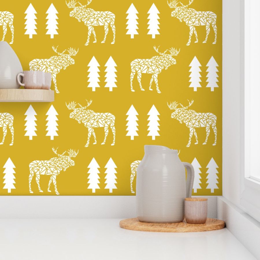 moose mustard yellow trees kids baby forest baby nursery sweet kids