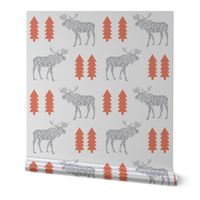 moose grey and orange trees forest baby kids moose geo geometric forest kids baby 