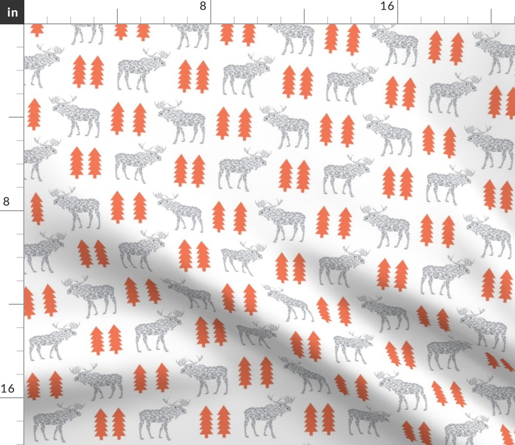 moose grey and orange trees forest baby kids moose geo geometric forest kids baby 