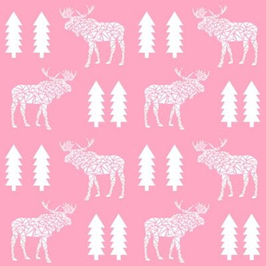 moose pink girls mooses tree geo geometric kids baby girls