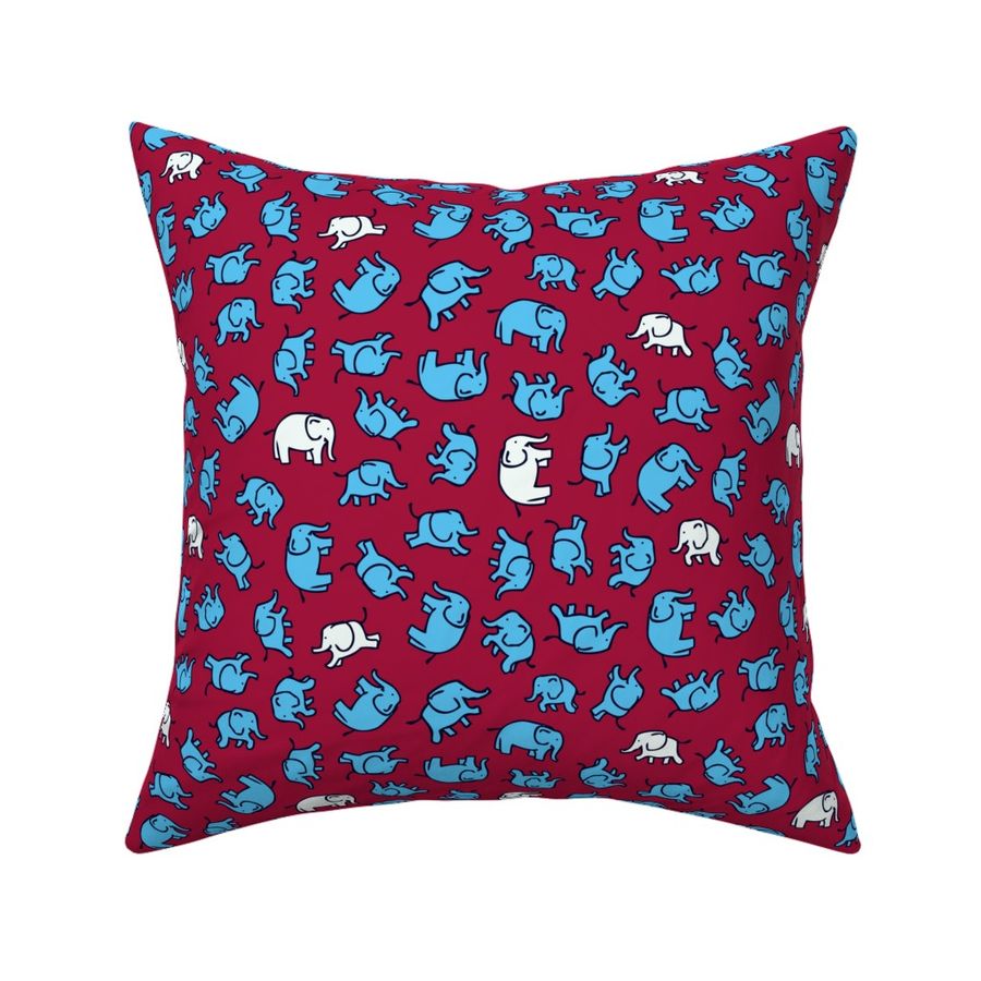 Elephants - Maroon, sky blue & white