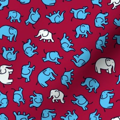 Elephants - Maroon, sky blue & white