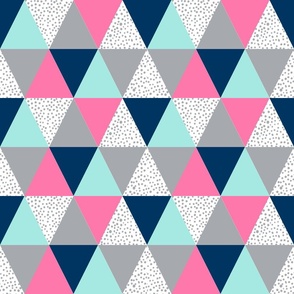 triangle cheater quilt pink navy blue grey spots dots polka dot kids baby blanket nursery