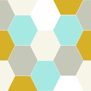 hexagon cheater quilt mustard mint grey khaki kids baby sweet minky blanket baby fabric
