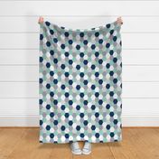 hexagon mint navy blue grey kids cheater quilt baby blanket baby quilt baby boy boys nursery hexie quilt kids baby