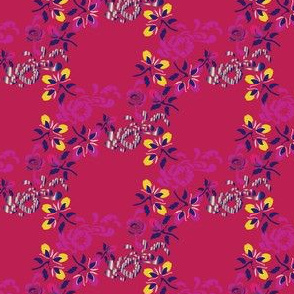 16-16T English Country Floral Trellis India Pink Yellow Purple_Miss Chiff Designs
