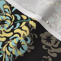 16-16S English Country Garden Floral Botanical Mum Mint Taupe Yellow Black _Miss Chiff Designs