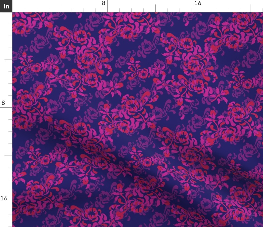 16-16Q English Country Garden Large Mum Floral India Hot Pink Purple_Miss Chiff Designs