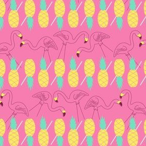 Flamingos and Pineapples-pink
